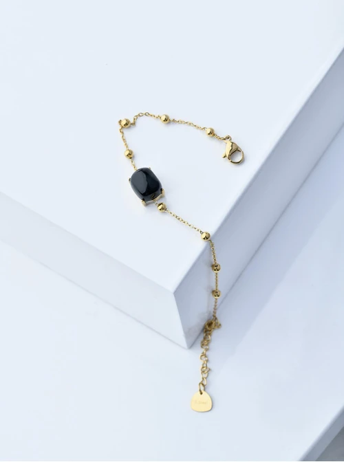 Bransoletka Obsydian, czarny, złoty S100065Z01