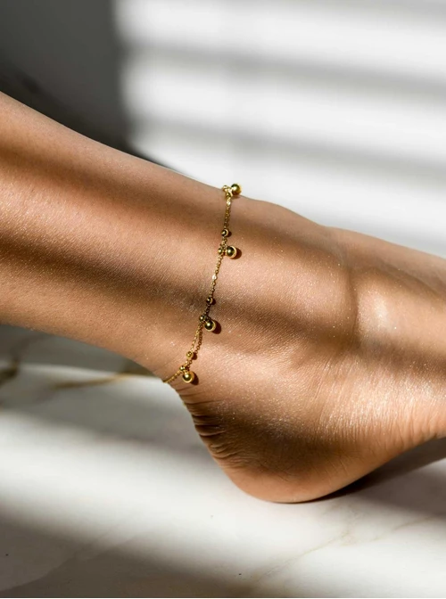 Bransoletka na kostkę kulki, złoty S100061Z00