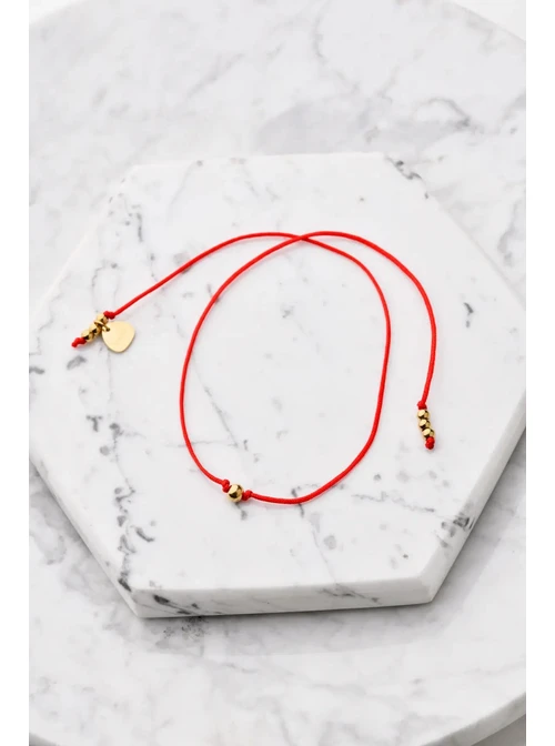 Bransoletka szczęścia, czerwony, złoty S100058Z03