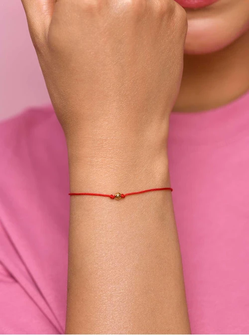 Bransoletka szczęścia, czerwony, złoty S100058Z03