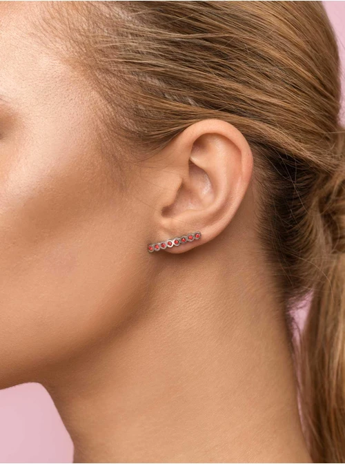 Kolczyki kryształki, czerwony, srebrny S2V71638-8S