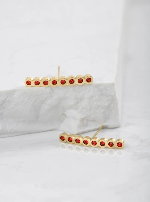 Kolczyki kryształki, czerwony, złoty S2V71638-8Z