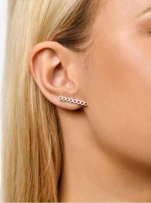 Kolczyki kryształki, czerwony, złoty S2V71638-8Z