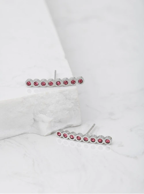 Kolczyki kryształki, różowy, srebrny S2V71638-10S