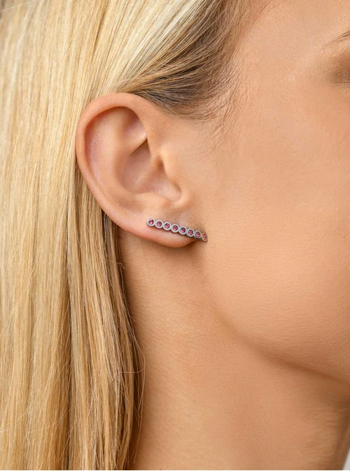 Kolczyki kryształki, różowy, srebrny S2V71638-10S