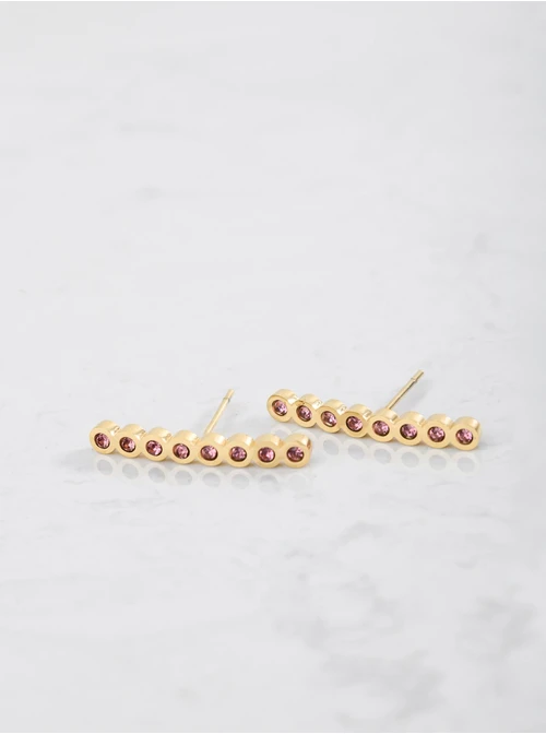 Kolczyki kryształki, różowy, złoty S2V71638-3Z