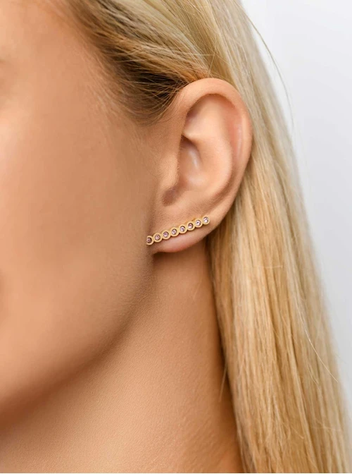 Kolczyki kryształki, różowy, złoty S2V71638-3Z