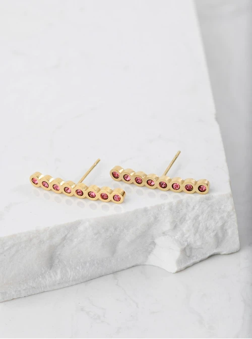 Kolczyki różowe kryształki, złoty S2V71638-10Z