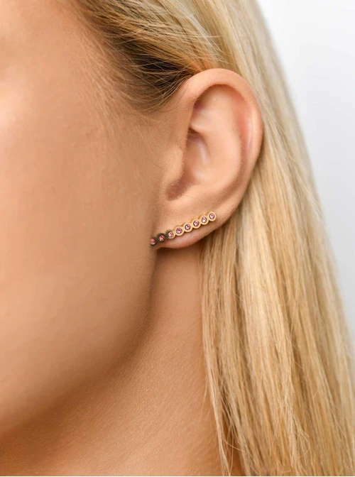 Kolczyki różowe kryształki, złoty S2V71638-10Z