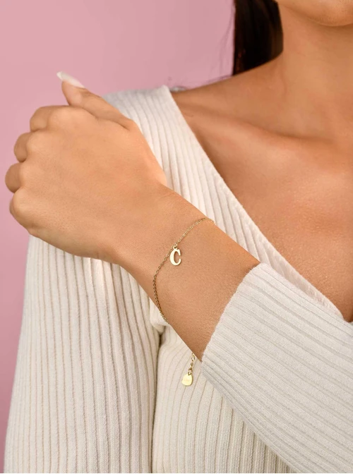 Bransoletka literka C, kolor złoty S1V72011-8Z