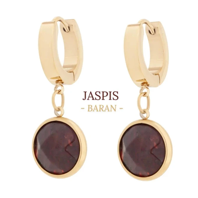 Kolczyki Baran, Jaspis, złoty S2V72400-5Z