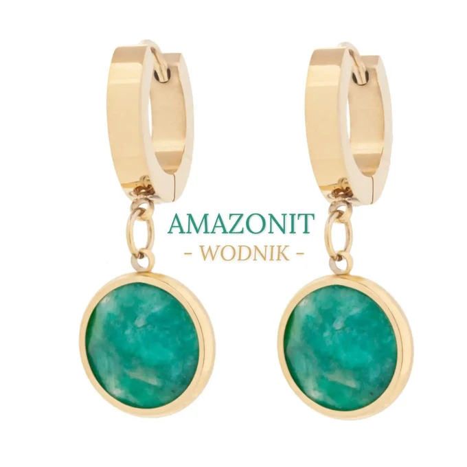 Kolczyki Wodnik, Amazonit, złoty S2V72400-3Z