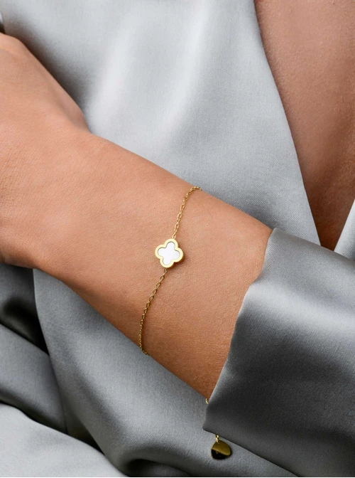 Bransoletka koniczynka, kolor złoty S100455Z02