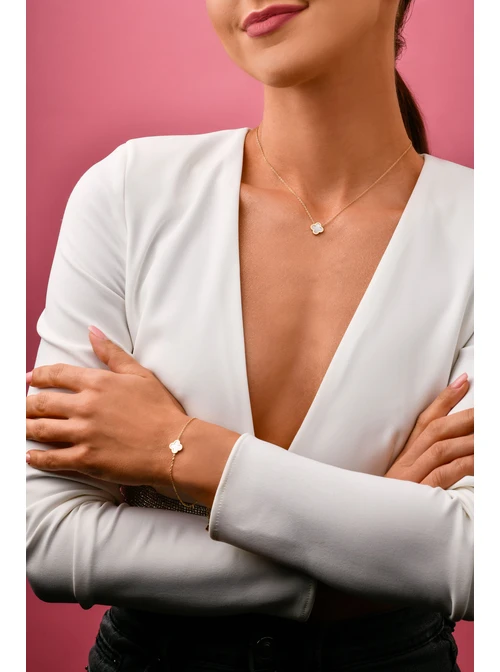 Bransoletka koniczynka, kolor złoty S100455Z02