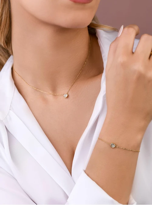 Bransoletka serduszko, kolor złoty S100434Z02