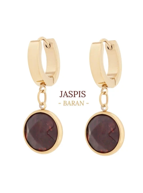 Kolczyki Baran, Jaspis, złoty S2V72400-5Z