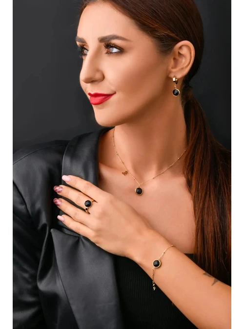 Kolczyki Koziorożec, Obsydian S2V72400-12Z