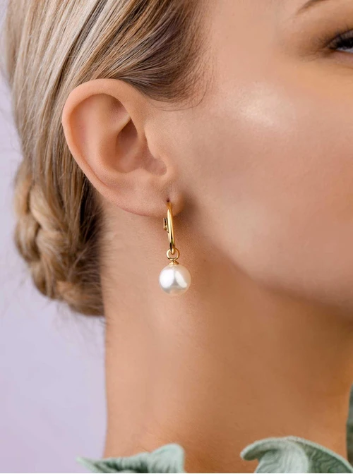 Kolczyki kółka, perełki, złoty S2V72283-Z