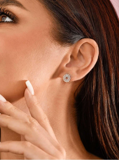 Kolczyki mały kwiatek, srebrny S2V72276-S