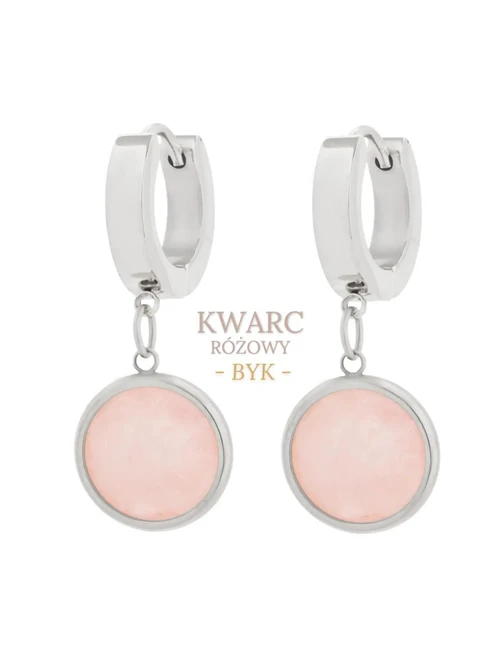 Kolczyki Byk, Kwarc Różowy, srebrny S2V72400-8S