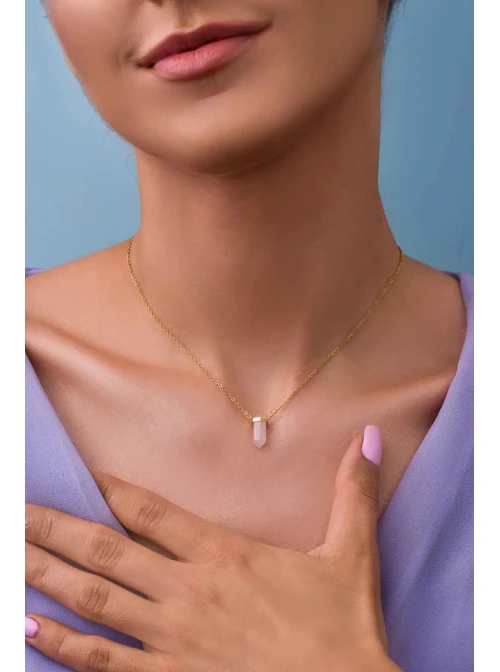 Naszyjnik KWARC RÓŻOWY, złoty S300352Z06