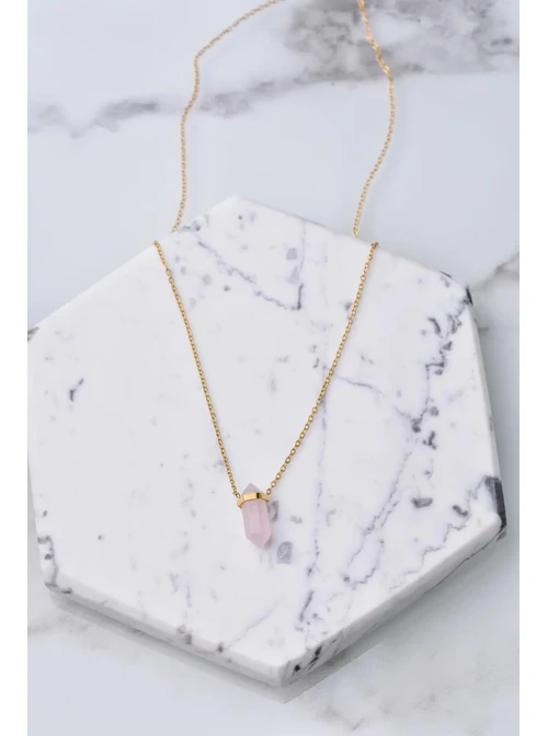 Naszyjnik KWARC RÓŻOWY, złoty S300352Z06