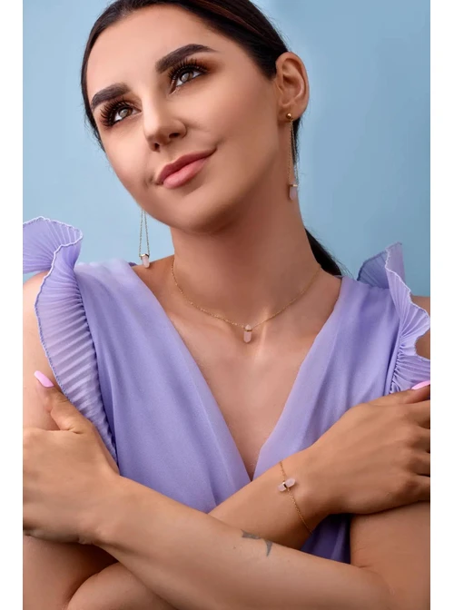 Naszyjnik KWARC RÓŻOWY, złoty S300352Z06