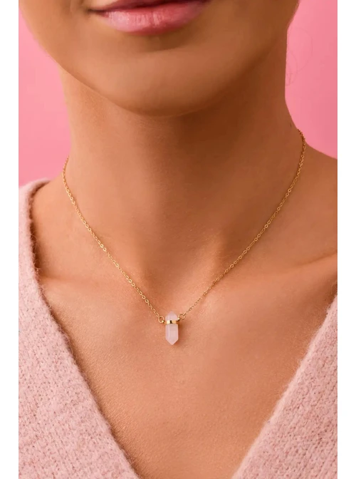 Naszyjnik KWARC RÓŻOWY, złoty S300352Z06