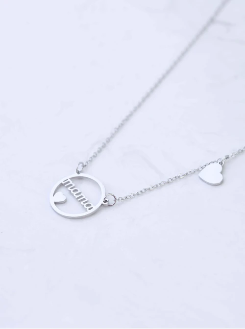 Naszyjnik Mama, serce, srebrny S300358S00
