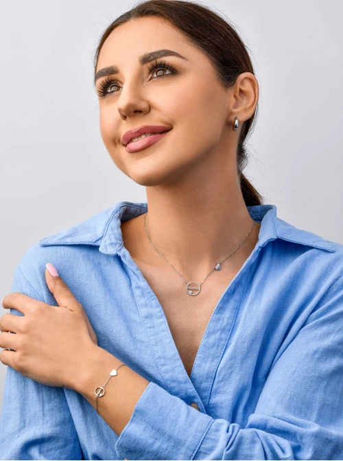 Naszyjnik Mama, serce, srebrny S300358S00