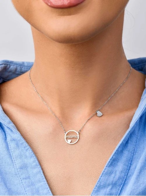 Naszyjnik Mama, serce, srebrny S300358S00
