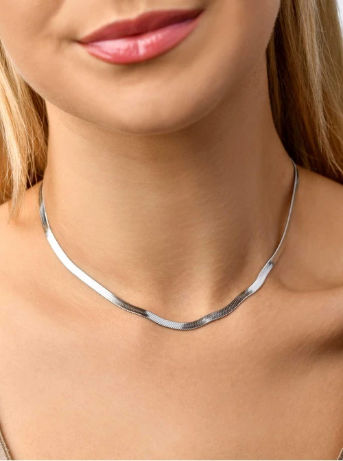 Naszyjnik żmijka, kolor srebrny S300364S00