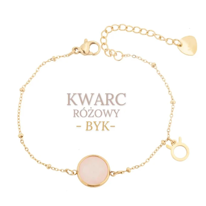Bransoletka Byk, Kwarc Różowy, złoty S1V72860-8Z