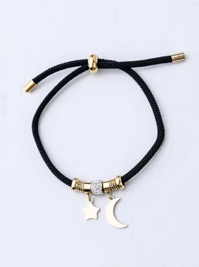 Bransoletka księżyc, czarny, złoty S100 S100183Z01