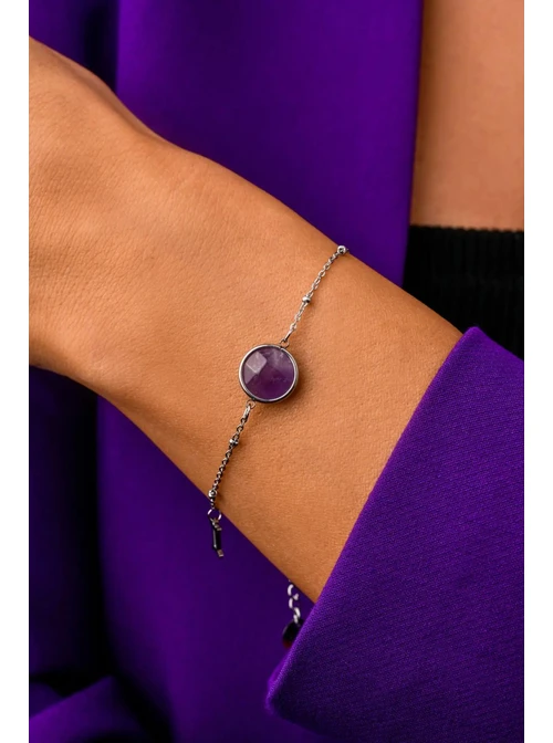 Bransoletka Bliźnięta, Ametyst,srebrny S1V72860-2S