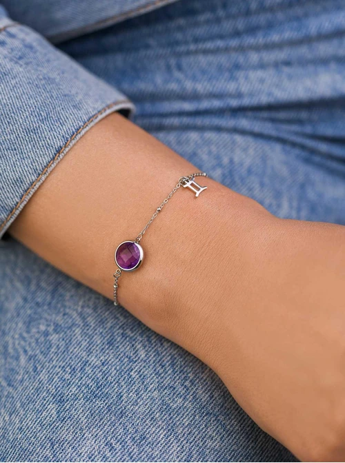 Bransoletka Bliźnięta, Ametyst,srebrny S1V72860-2S