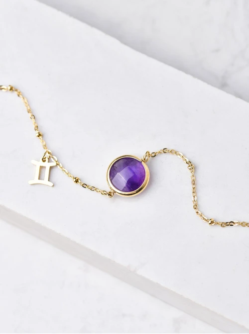 Bransoletka Bliźnięta, Ametyst, złoty S1V72860-2Z