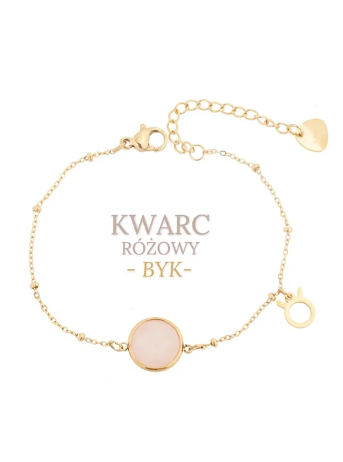 Bransoletka Byk, Kwarc Różowy, złoty S1V72860-8Z
