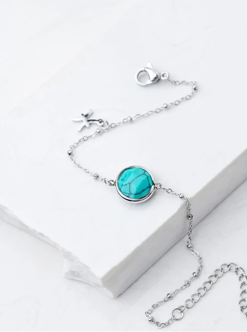 Bransoletka Ryby, Turkus, srebrny S1V72860-1S