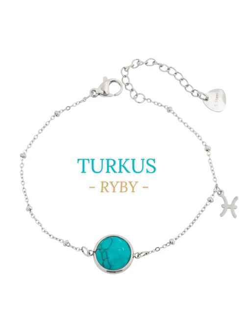 Bransoletka Ryby, Turkus, srebrny S1V72860-1S