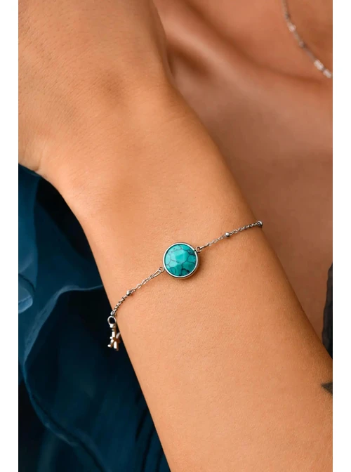 Bransoletka Ryby, Turkus, srebrny S1V72860-1S