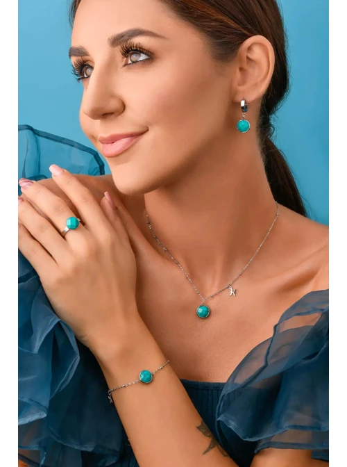 Bransoletka Ryby, Turkus, srebrny S1V72860-1S