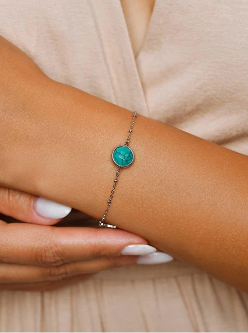 Bransoletka Ryby, Turkus, srebrny S1V72860-1S