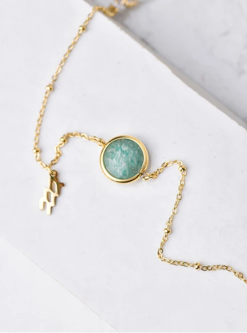 Bransoletka Wodnik, Amazonit, złoty S1V72860-3Z