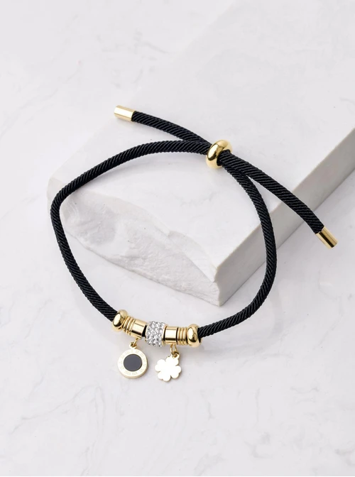 Bransoletka kółko, koniczynka, czarny S100184Z01