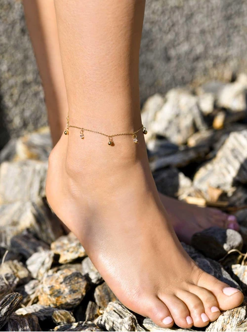 Bransoletka na kostkę kulki, złoty S100153Z00