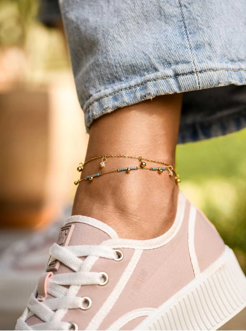 Bransoletka na kostkę kulki, złoty S100153Z00