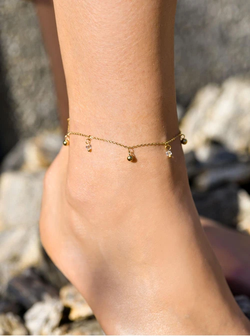 Bransoletka na kostkę kulki, złoty S100153Z00