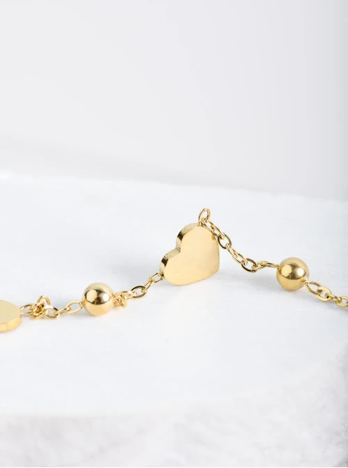 Bransoletka serduszka, kulki, złoty S100430Z00