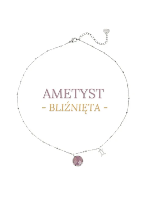 Naszyjnik Bliźnięta, Ametyst, srebrny S3V72972-2S